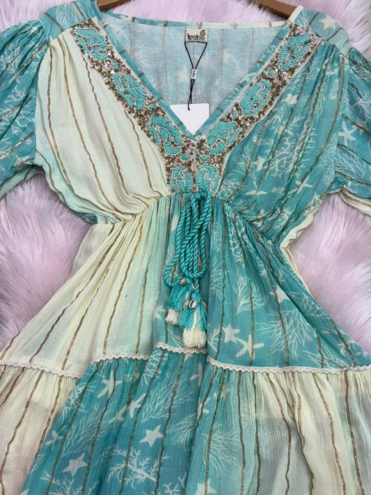 Boho Sequin Detail Tassel Dress