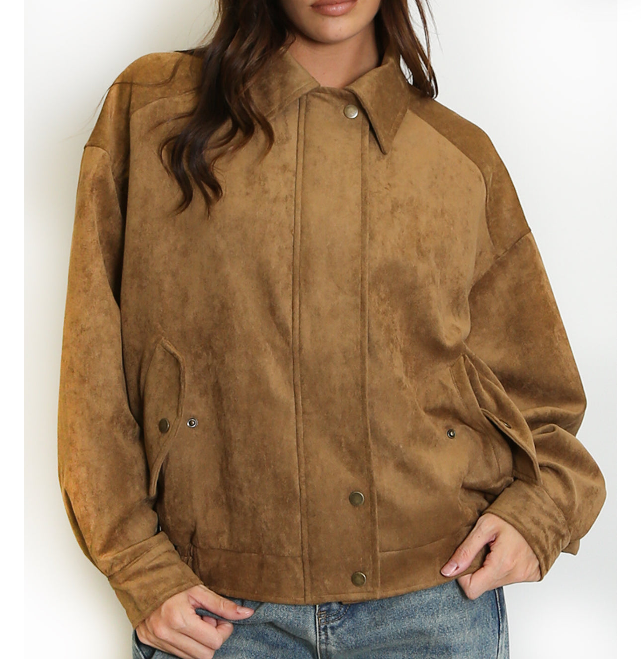 Faux Suede Bomber Jacket