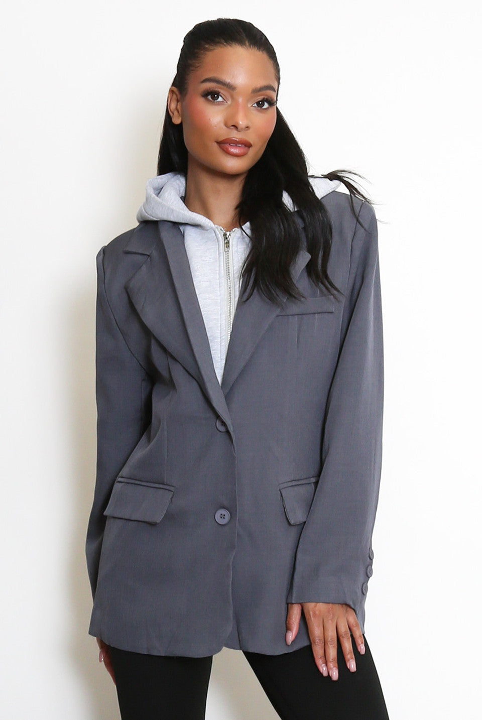 Combined Blazer With Hood
