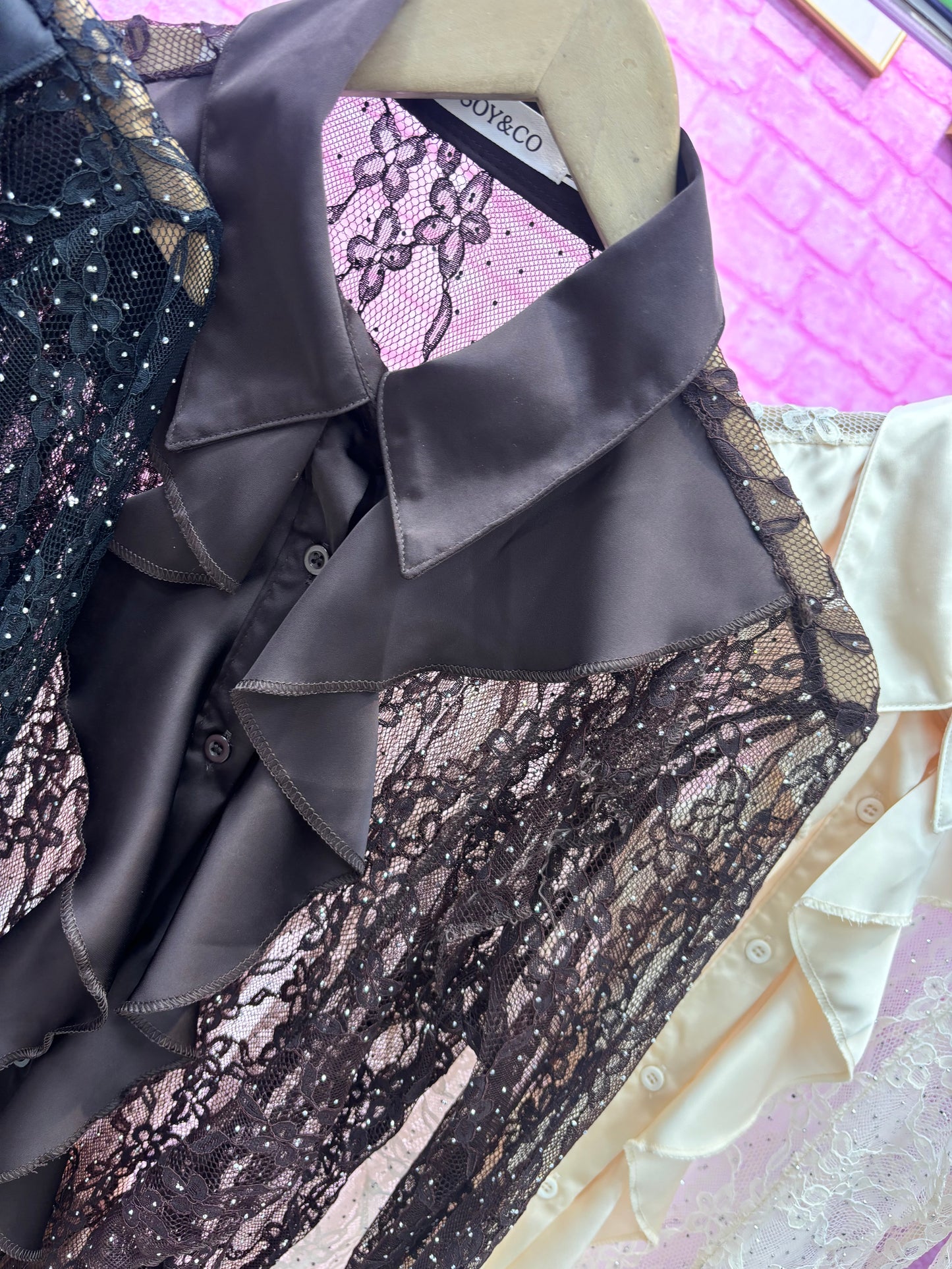Diamanté Ruffled Shirt