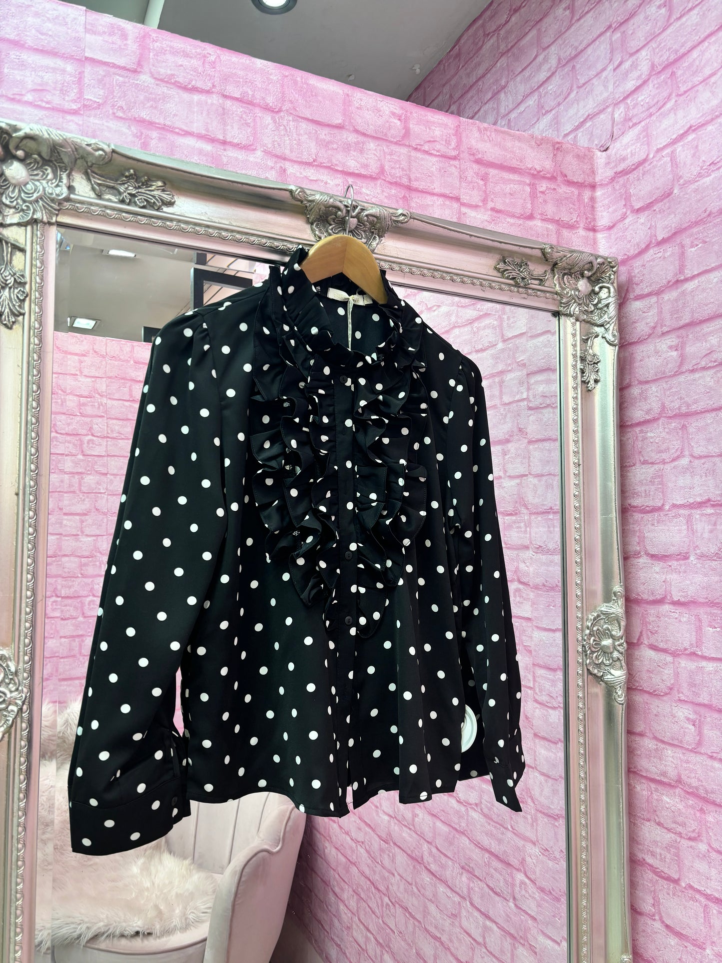 Polka Dot Ruffle Shirt