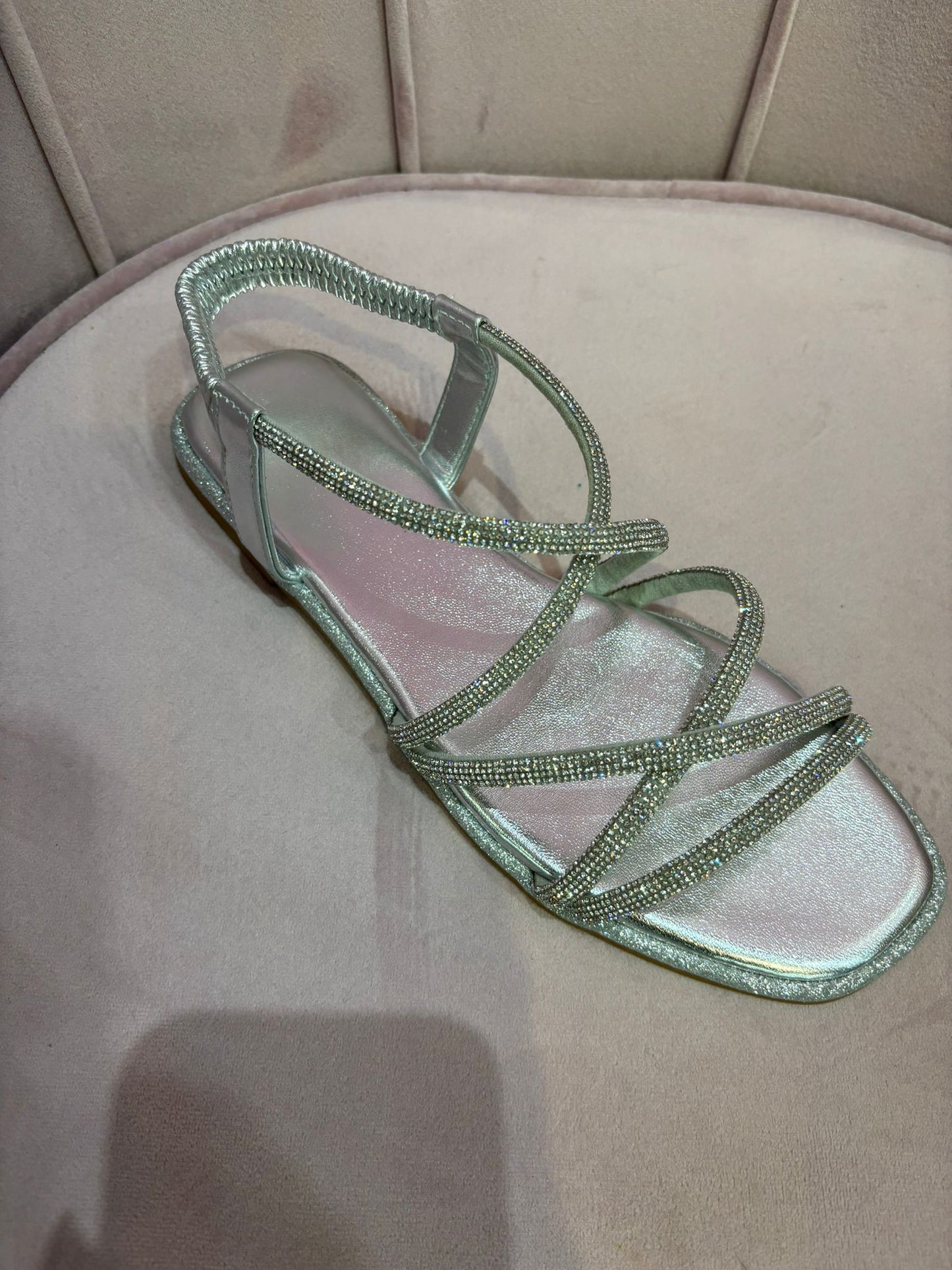 Diamante Flat Strap Sandal