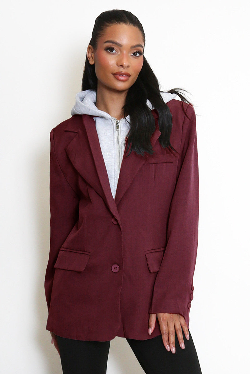 Combined Blazer With Hood