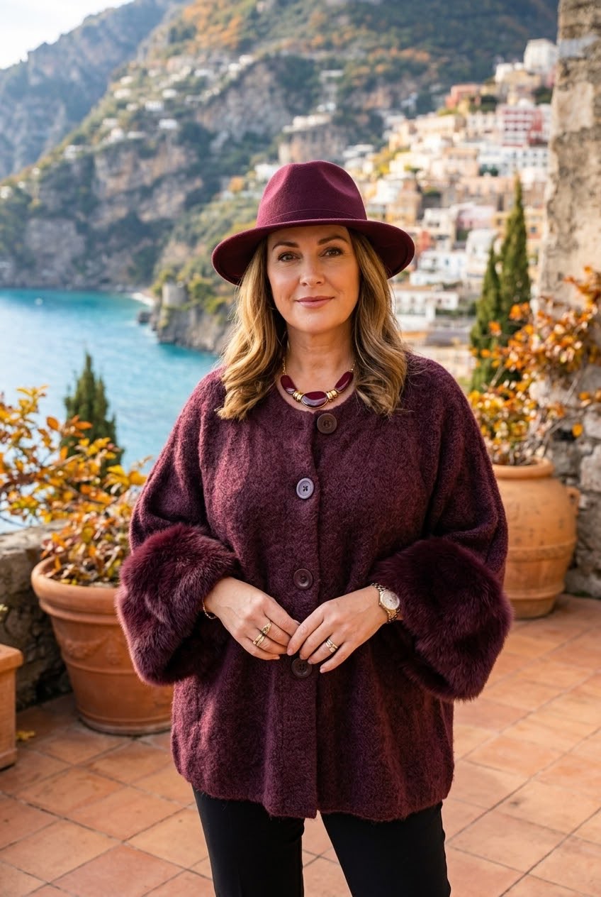 Fur Cuff Knitted Cardigan