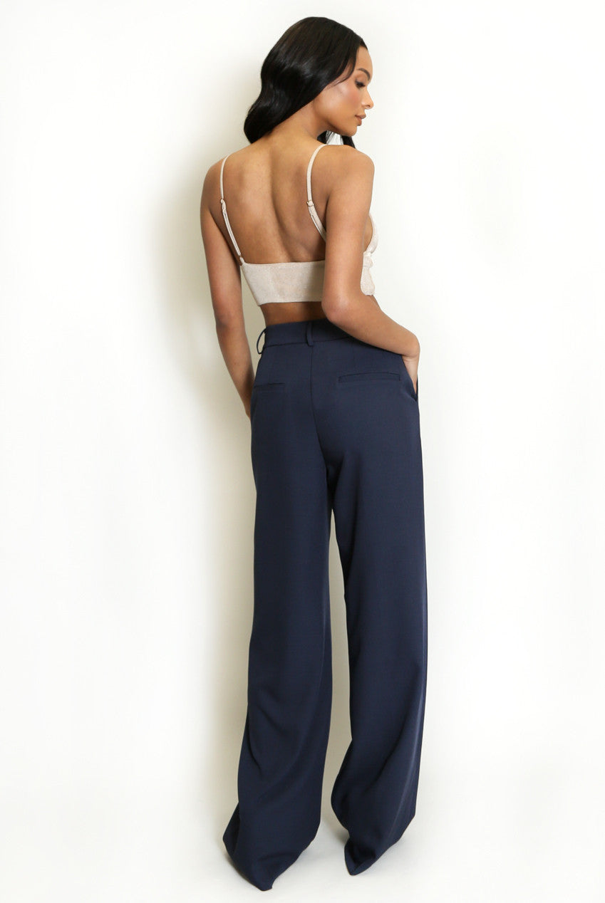 Tailored High Waisted Wide Leg Trouser