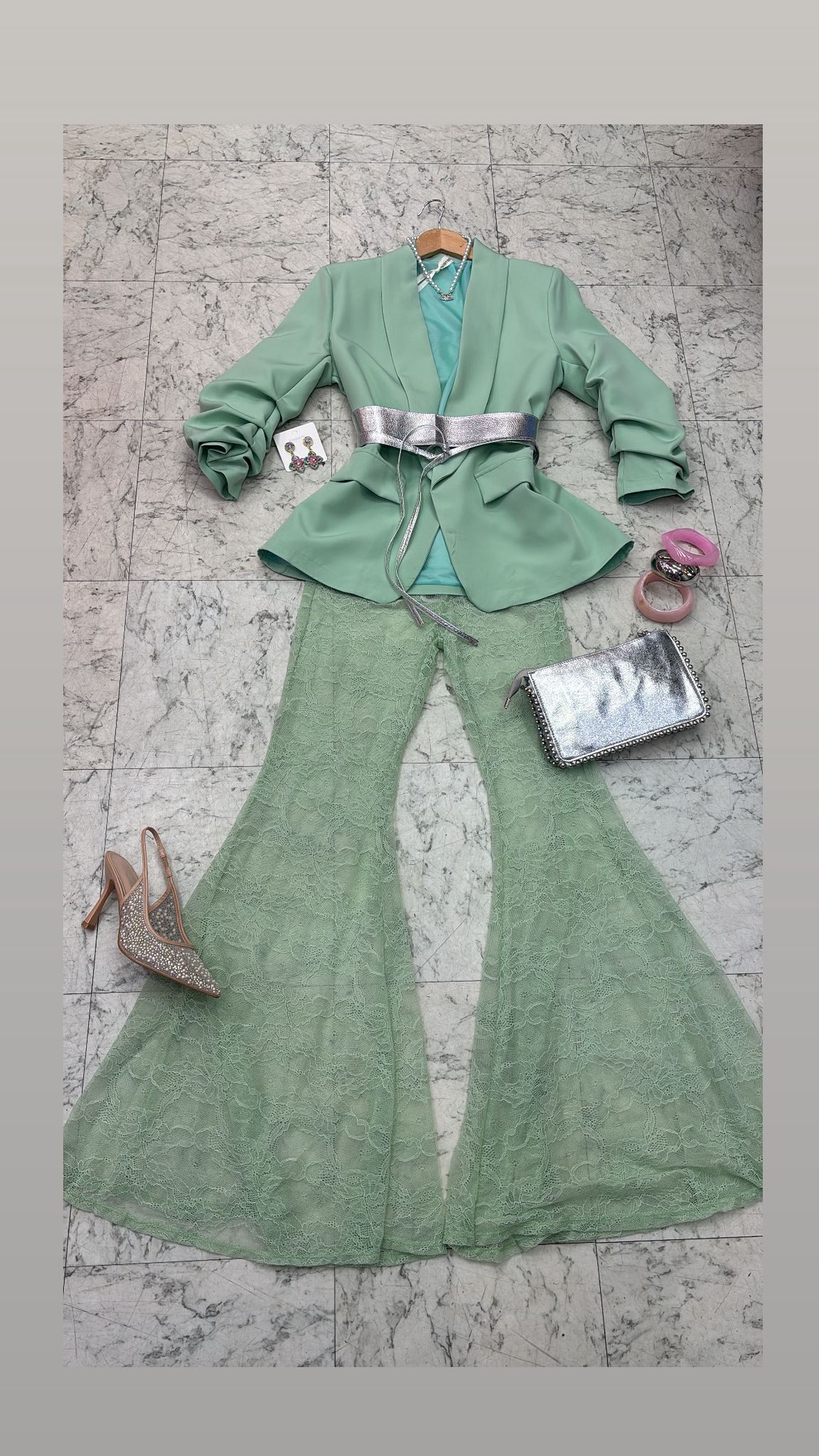 Sheer Lace Flare Trousers