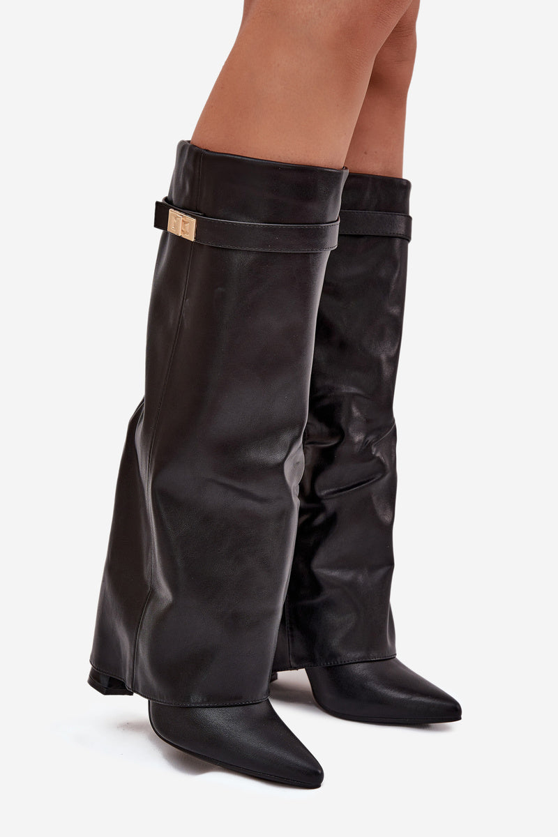 Designer Inspired PU Leather Cowboy Foldover Boot