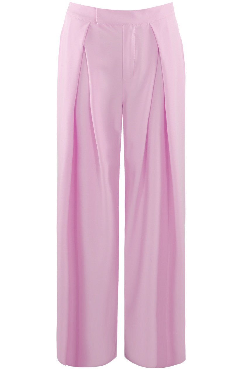 Pleated Flowing Wide Leg Trousers