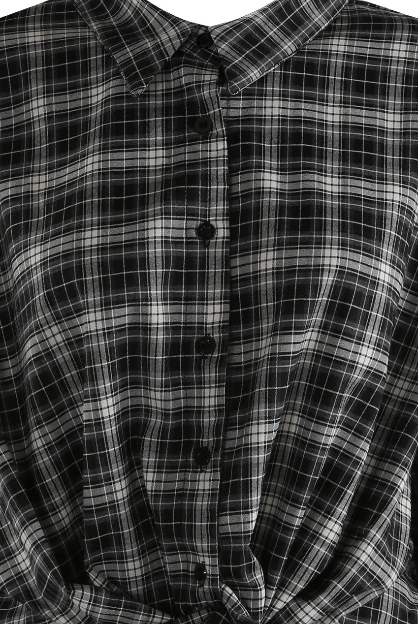 Gathered Hem Checked Shirt
