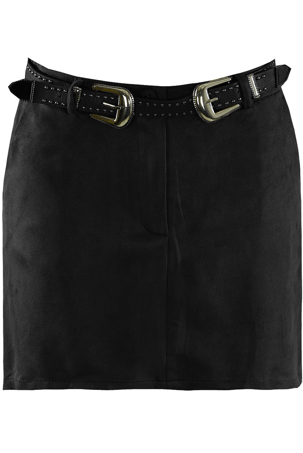 Faux Suede Skort with Studded Belt