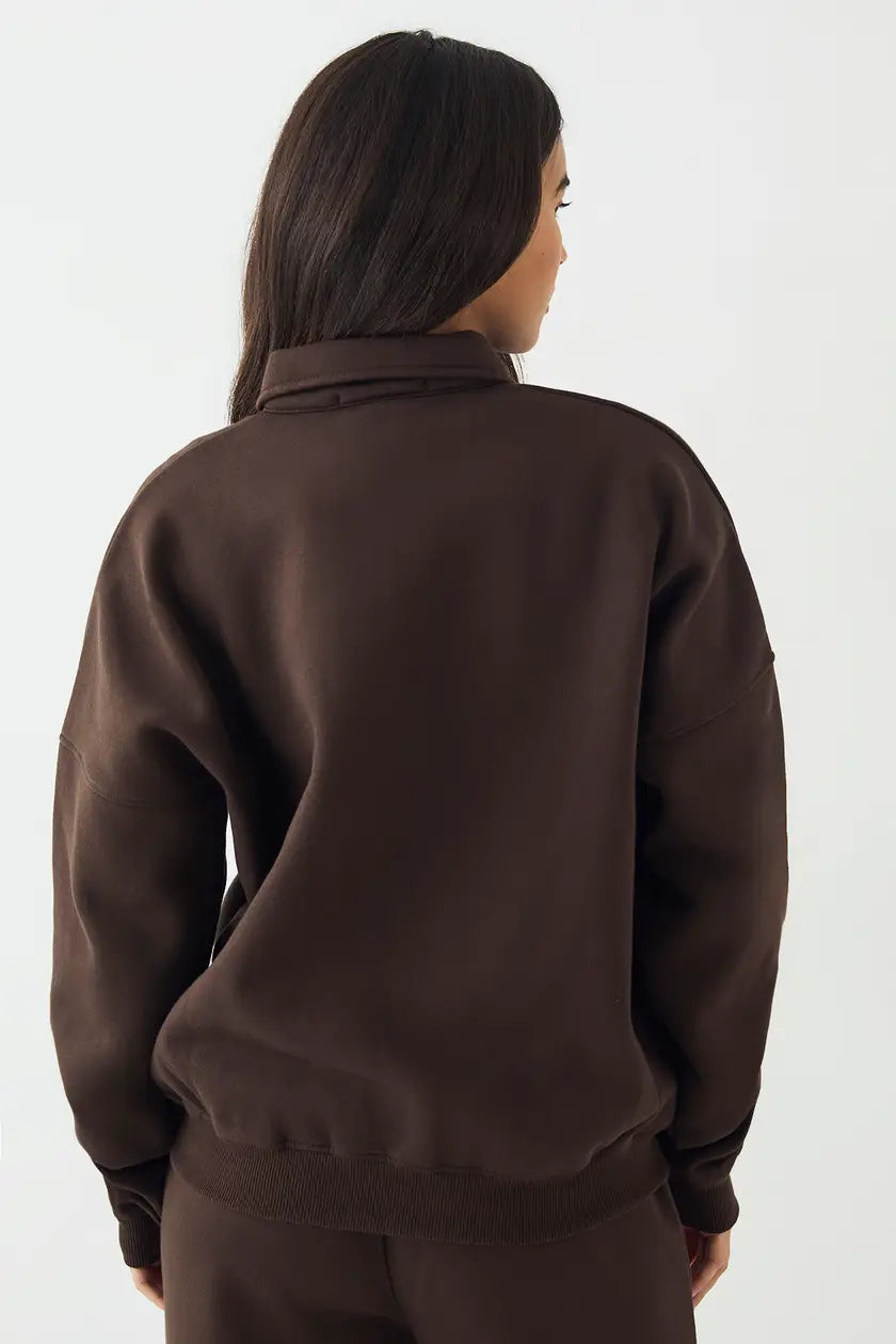 Collar Loungewear Suit with Wide Leg Trousers