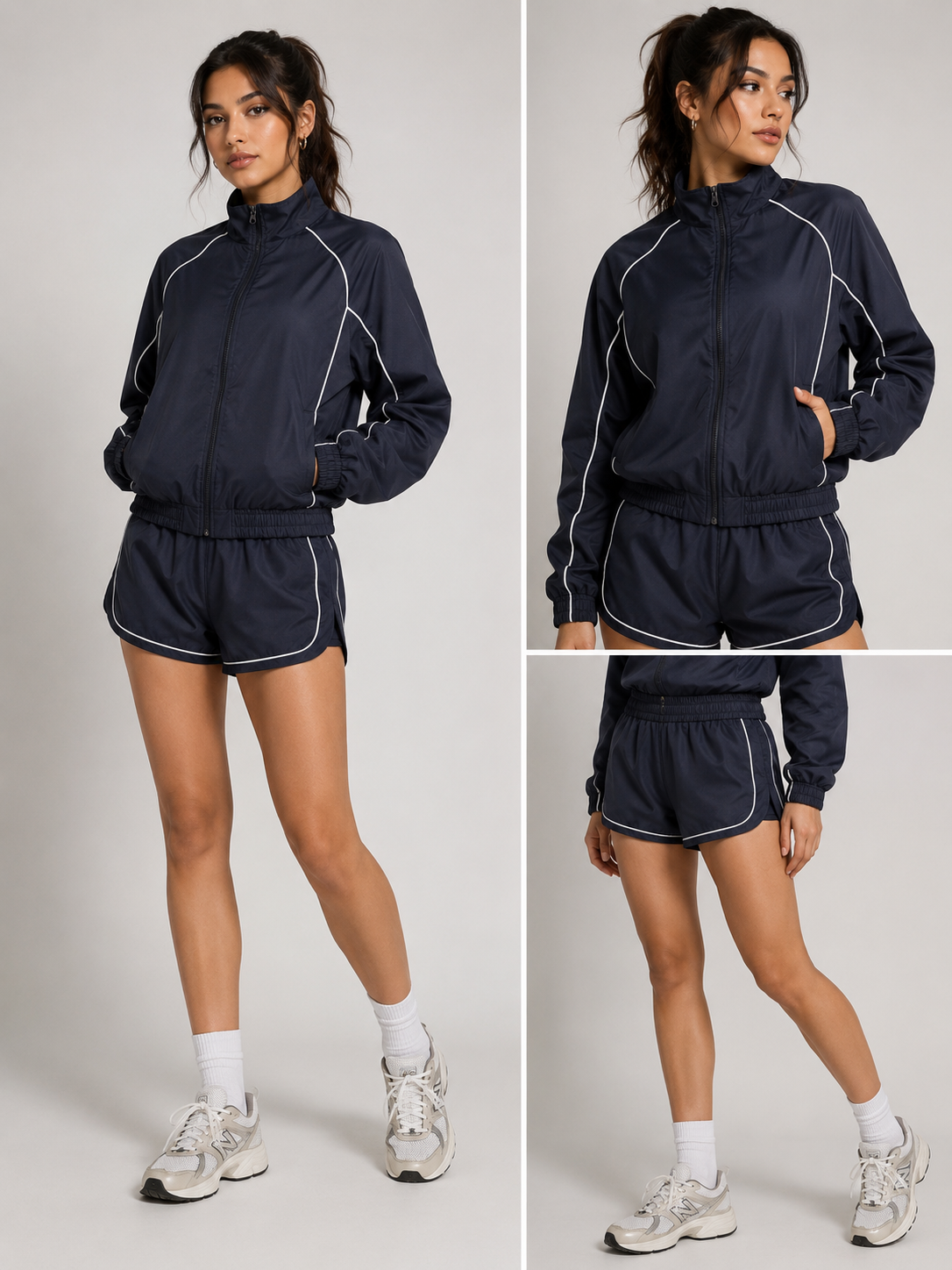 Jacket & Short Co-ord Set with Piping Detail