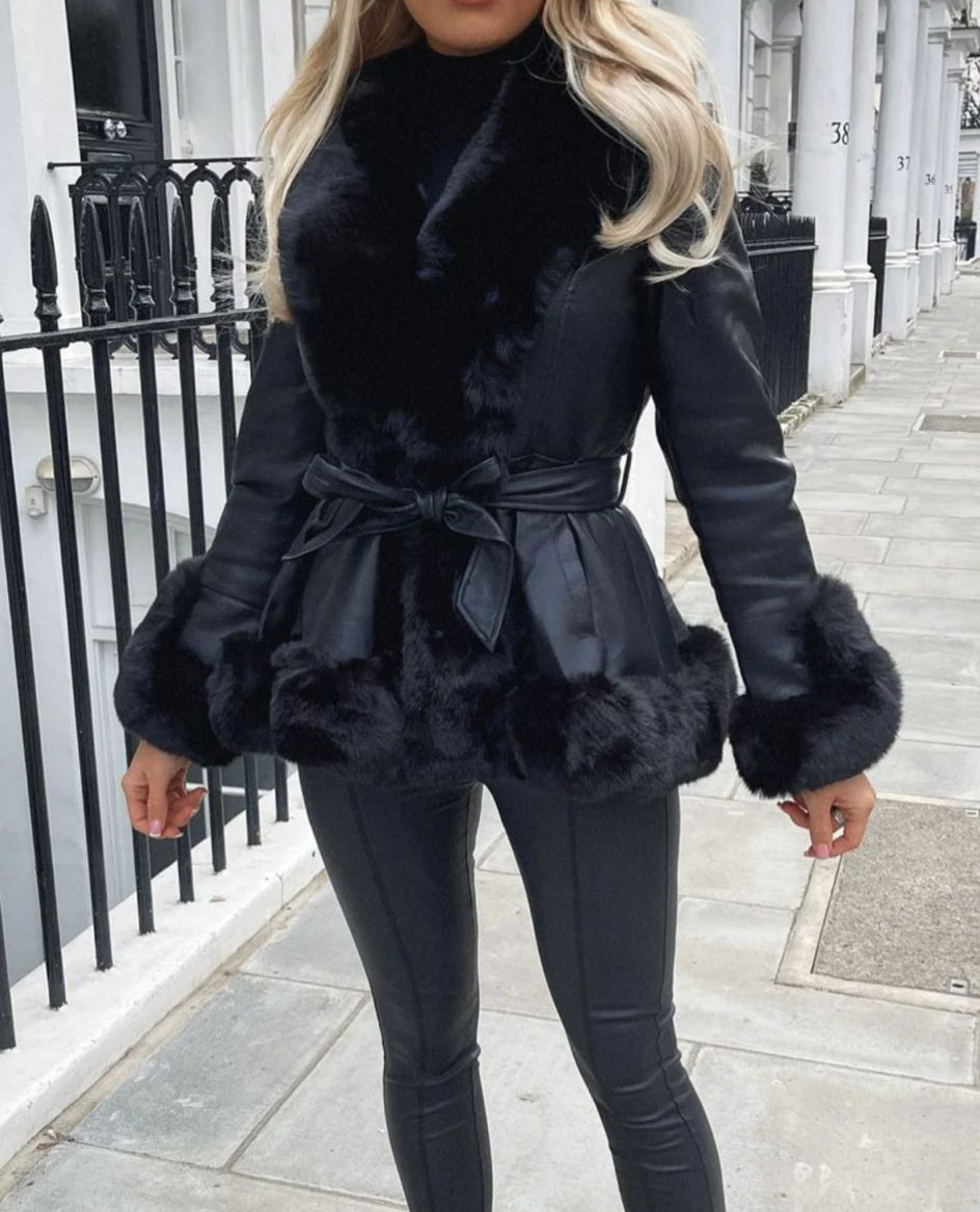 Faux Leathet Fur Coat