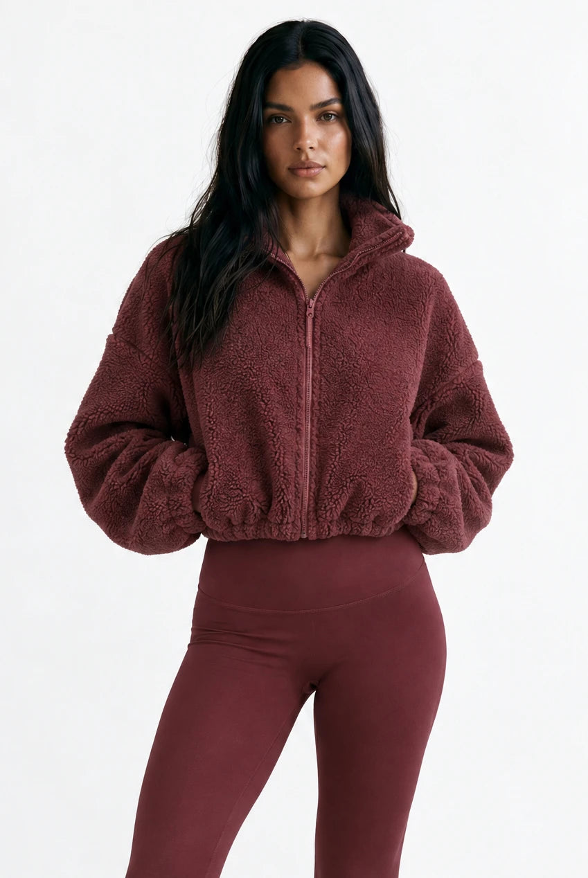Cropped Borg Fleece Jacket