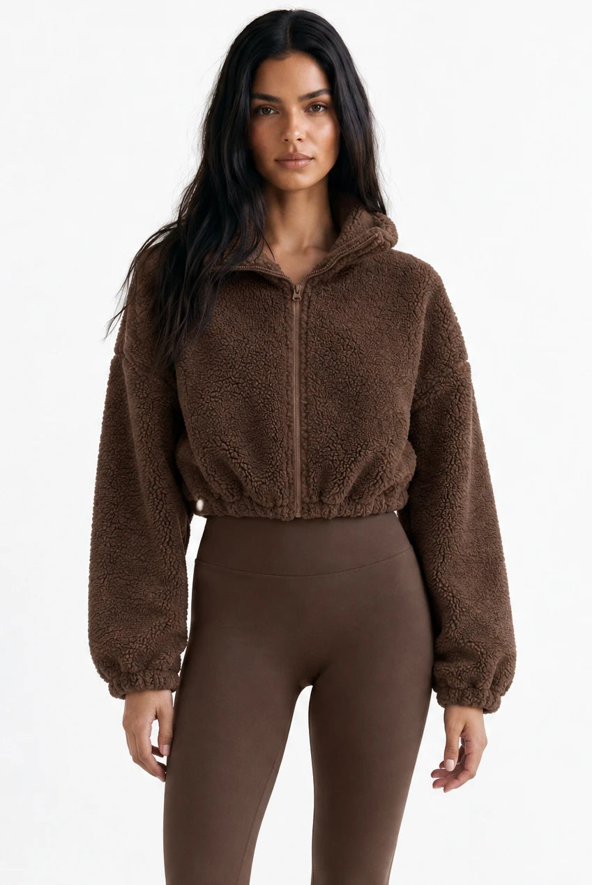 Cropped Borg Fleece Jacket