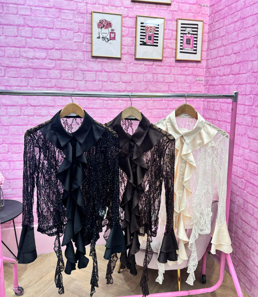 Diamanté Ruffled Shirt