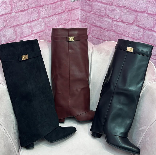 High Foldover Heeled Boots