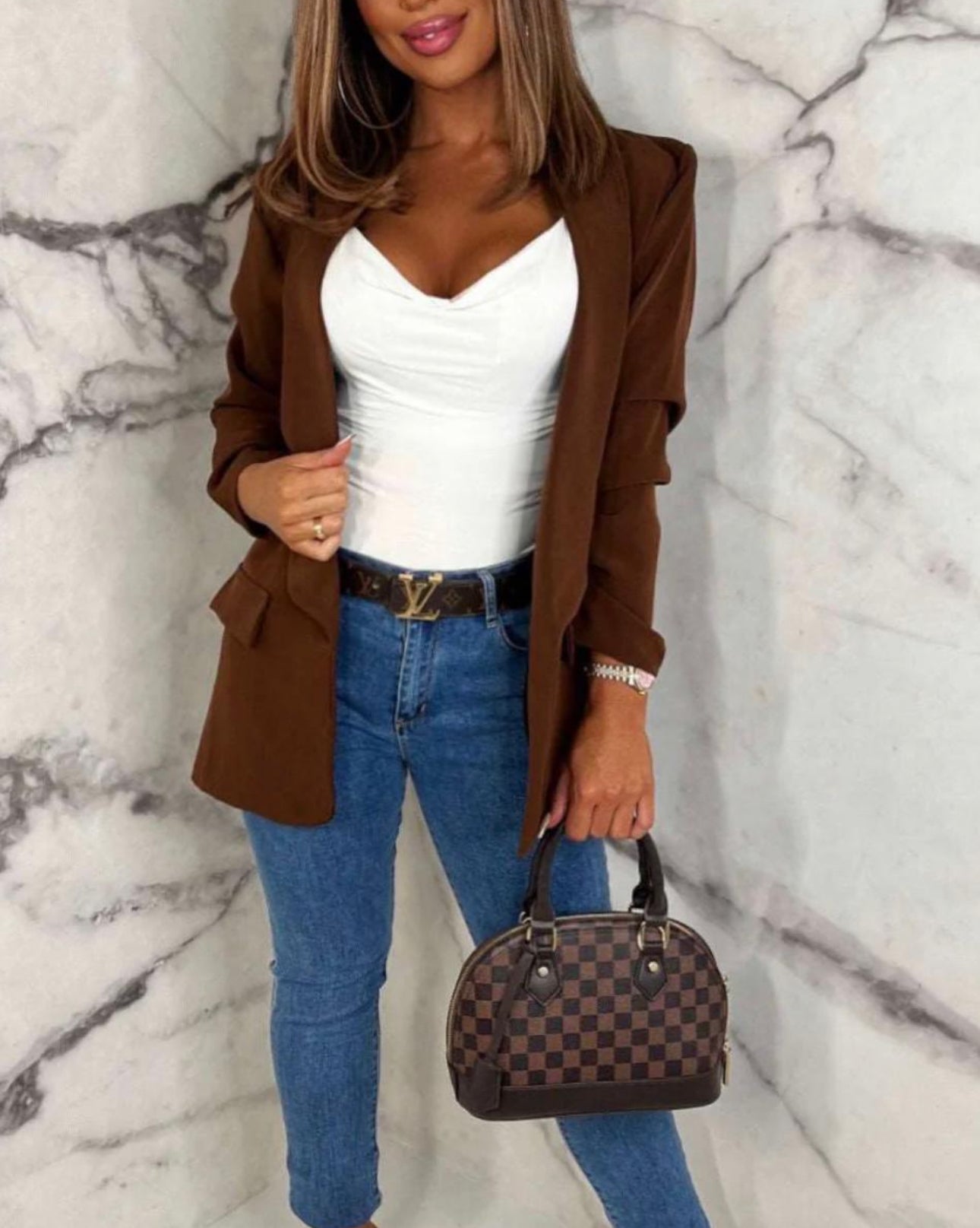 Ruched Sleeve Blazer