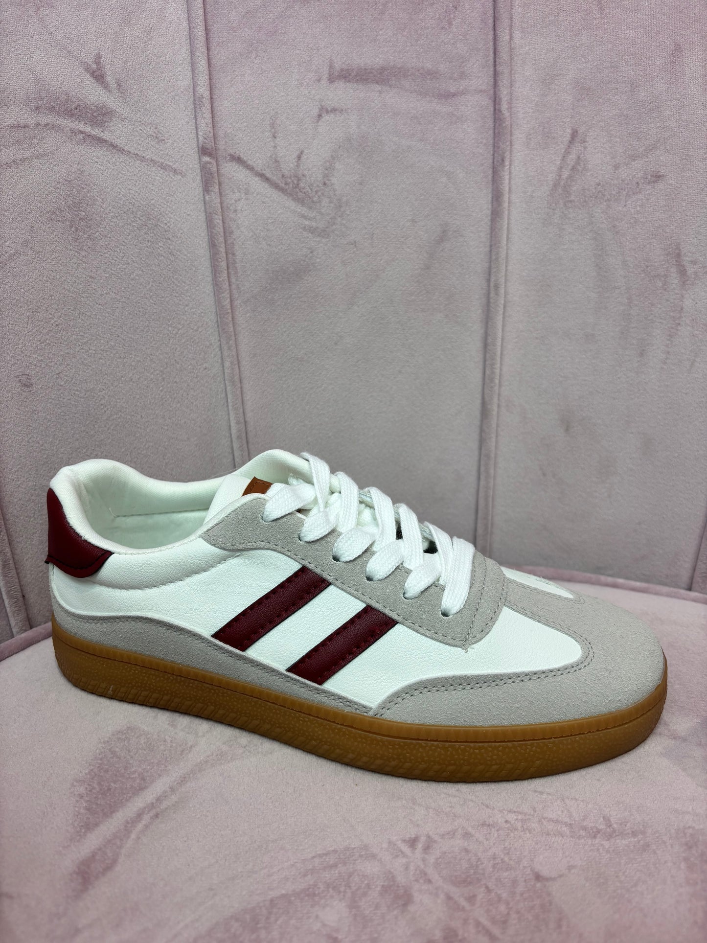Burgundy Striped Trainers