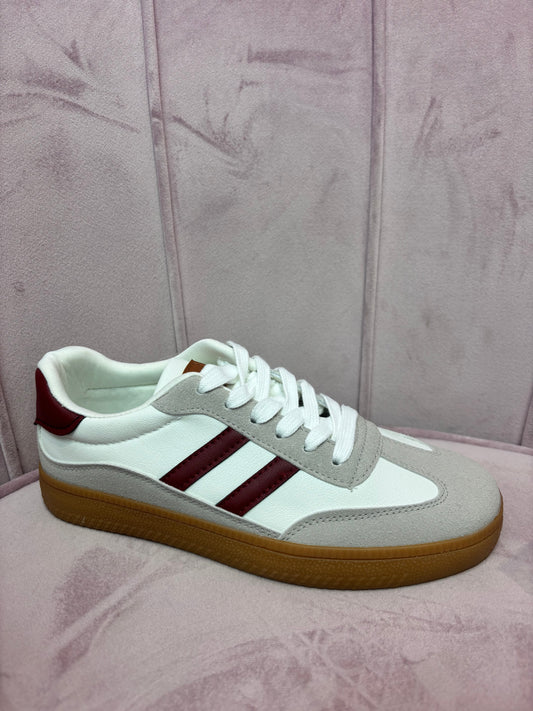 Burgundy Striped Trainers