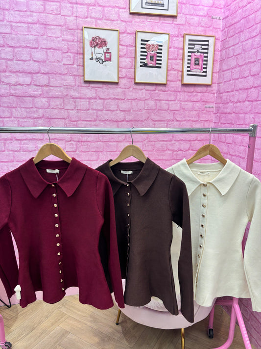 Gold Buttoned Cardigan