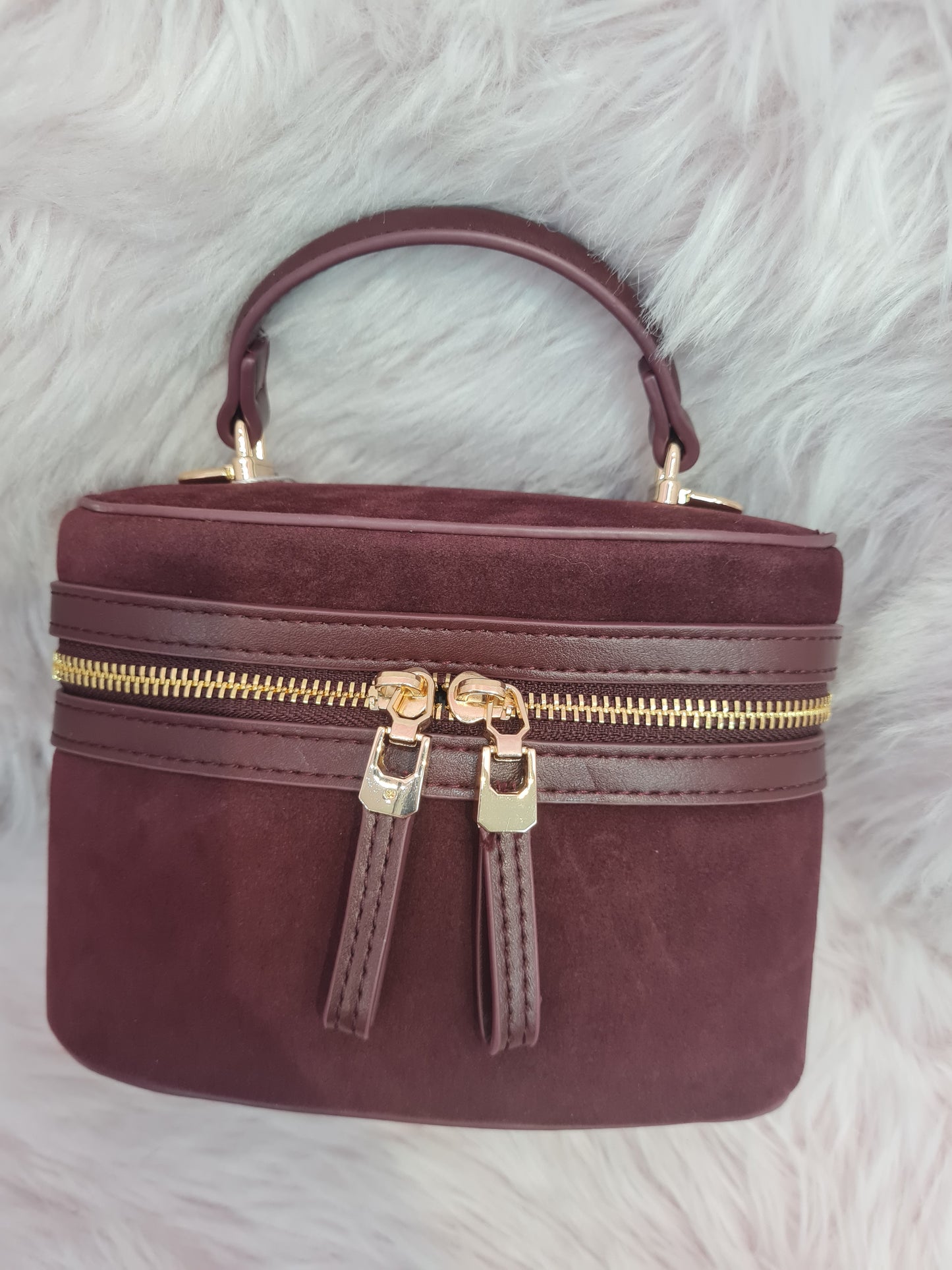 Suede Bag with Leather Handle