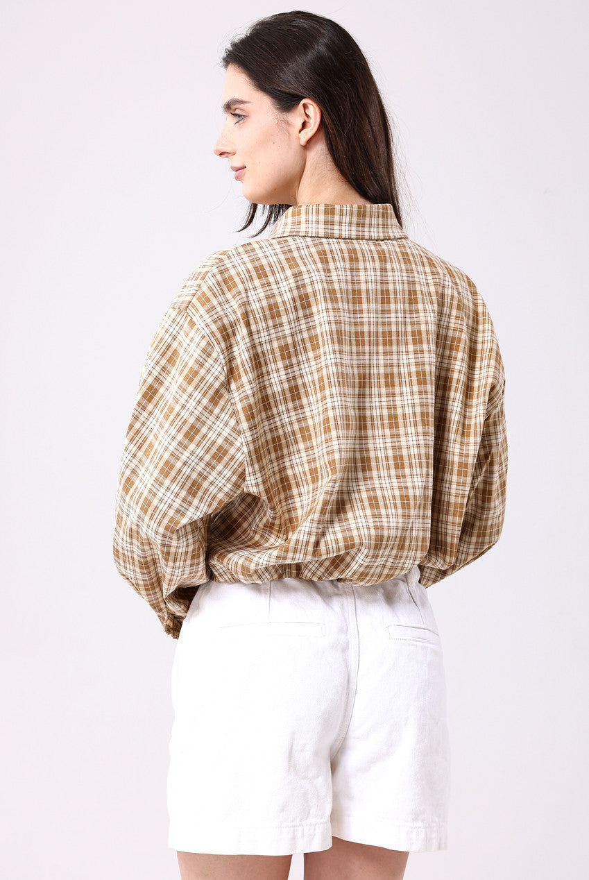 Gathered Hem Checked Shirt