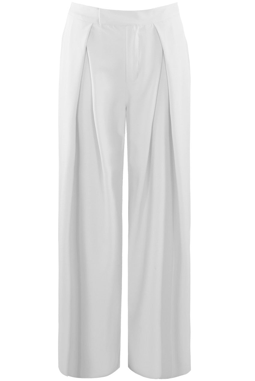 Pleated Flowing Wide Leg Trousers