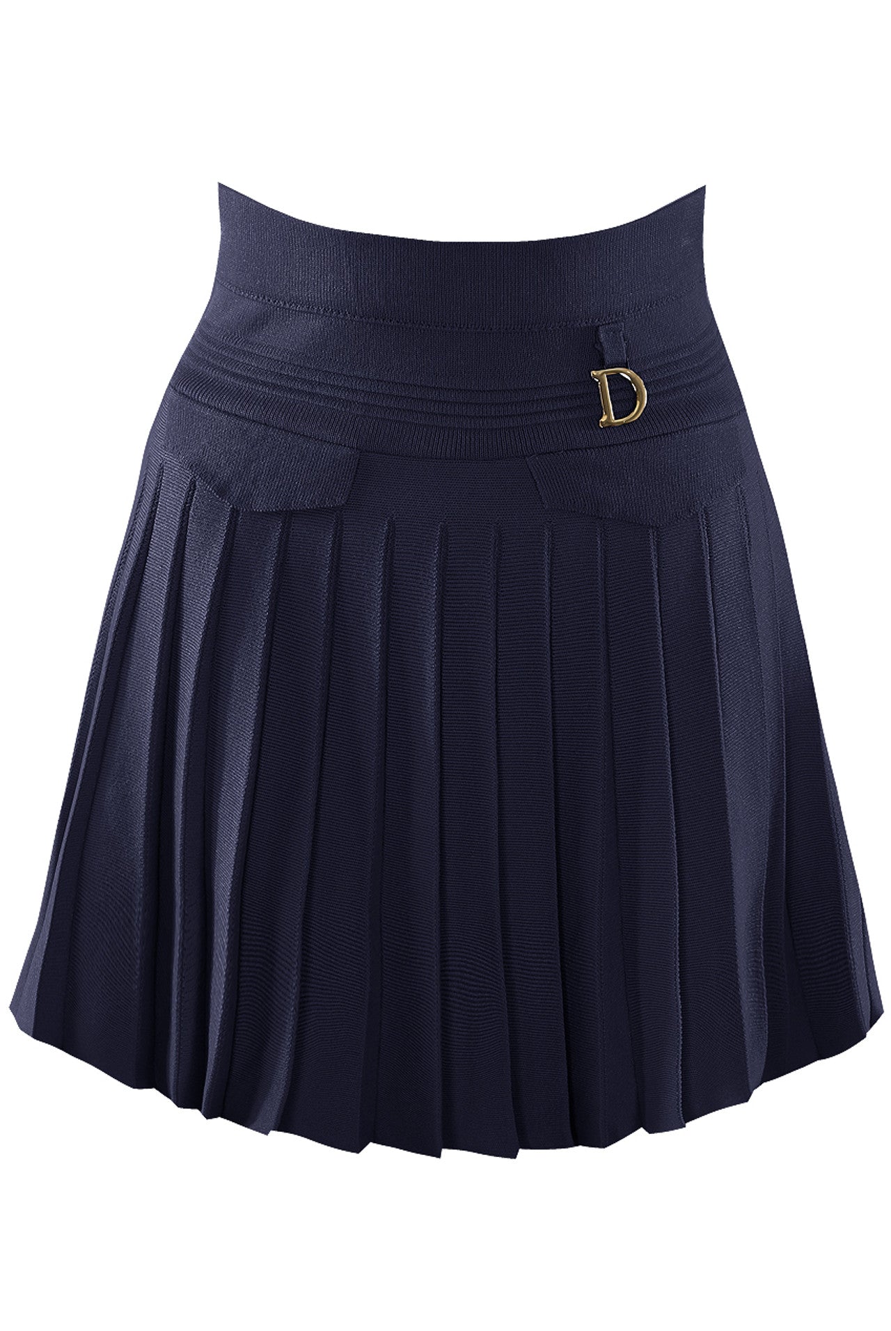 Pleated Knitted Skirt with Gold Detail