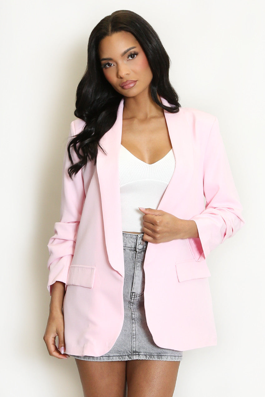 Ruched Sleeve Blazer