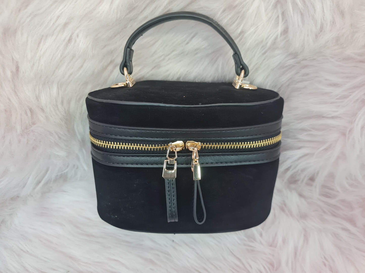 Suede Bag with Leather Handle