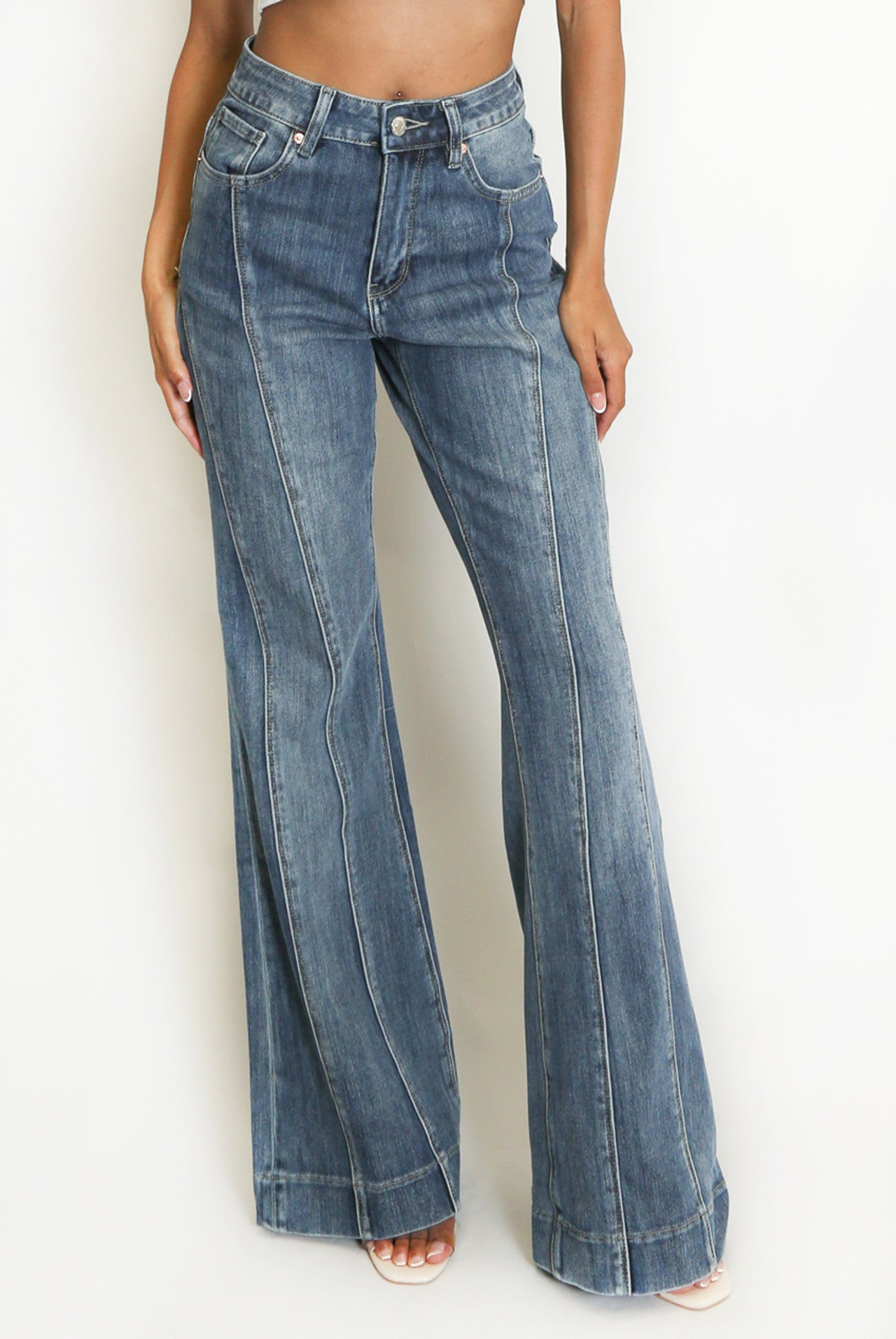 Seam Detail Flare Jeans