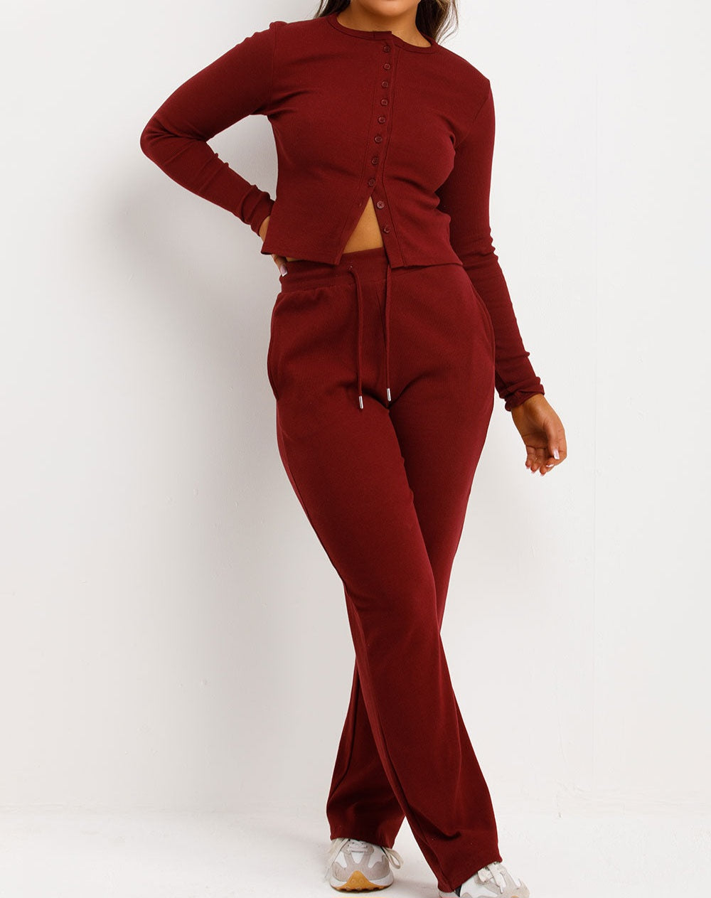 Molly Inspired Ribbed Button Up Long Sleeve Suit