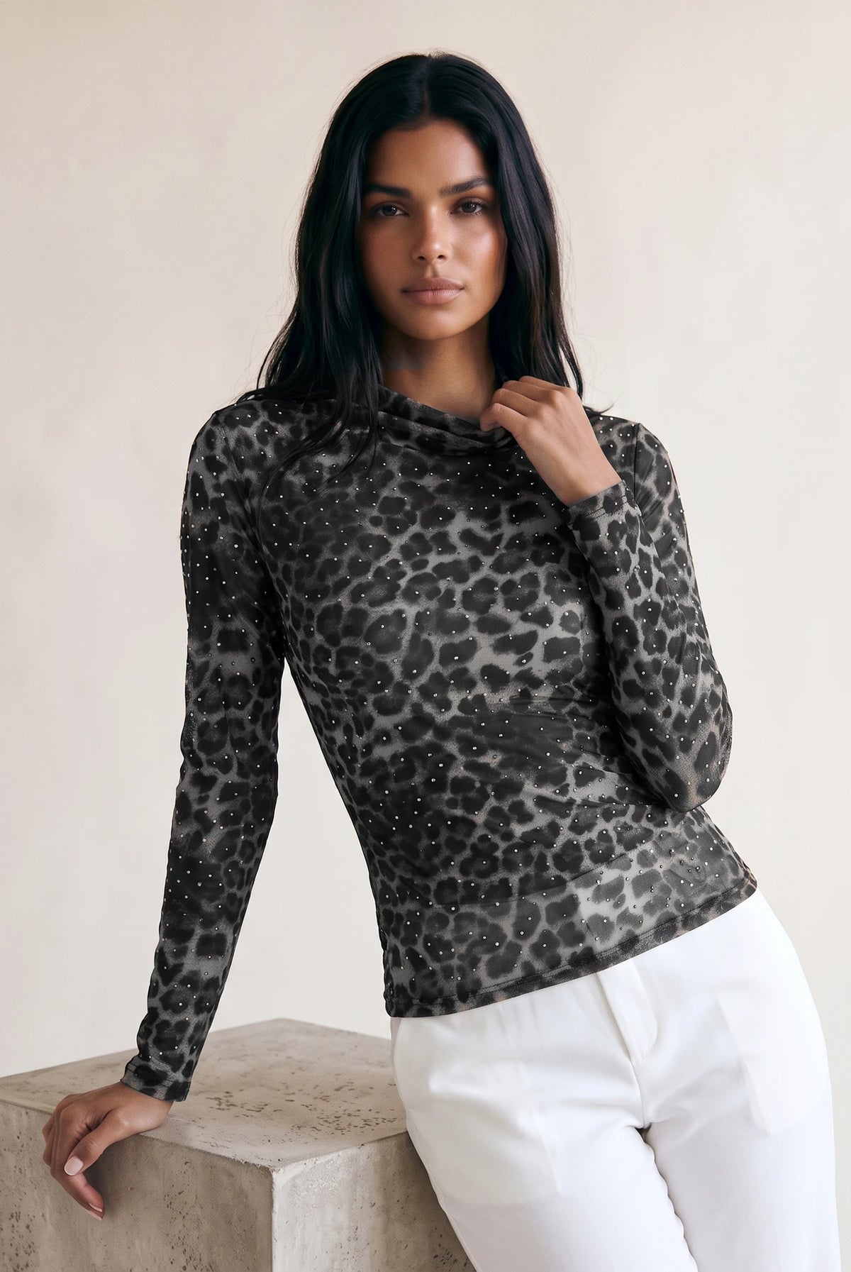 Leopard Studded Top