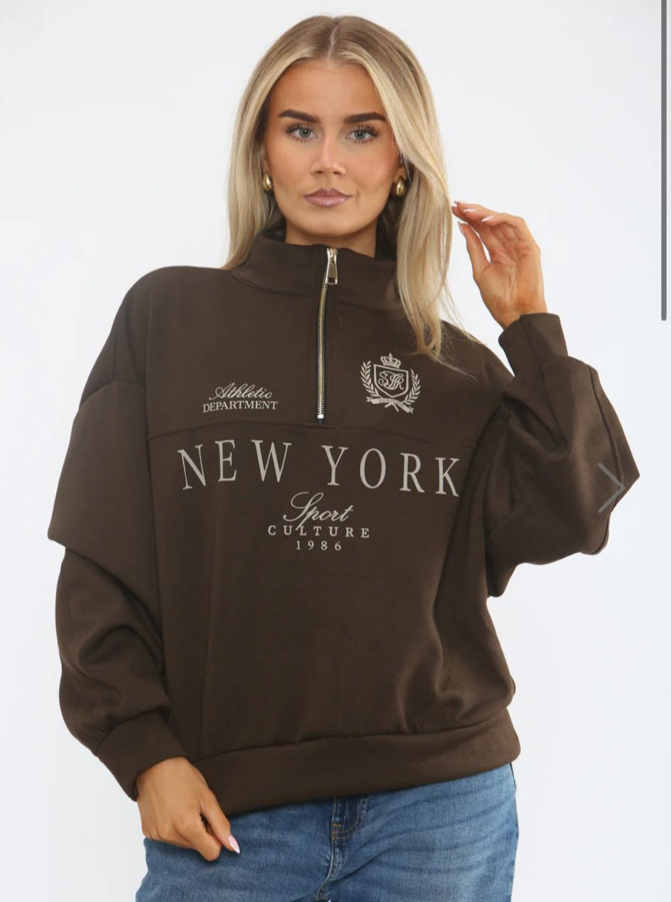 New York Half Zip Sweat (Soft Touch)