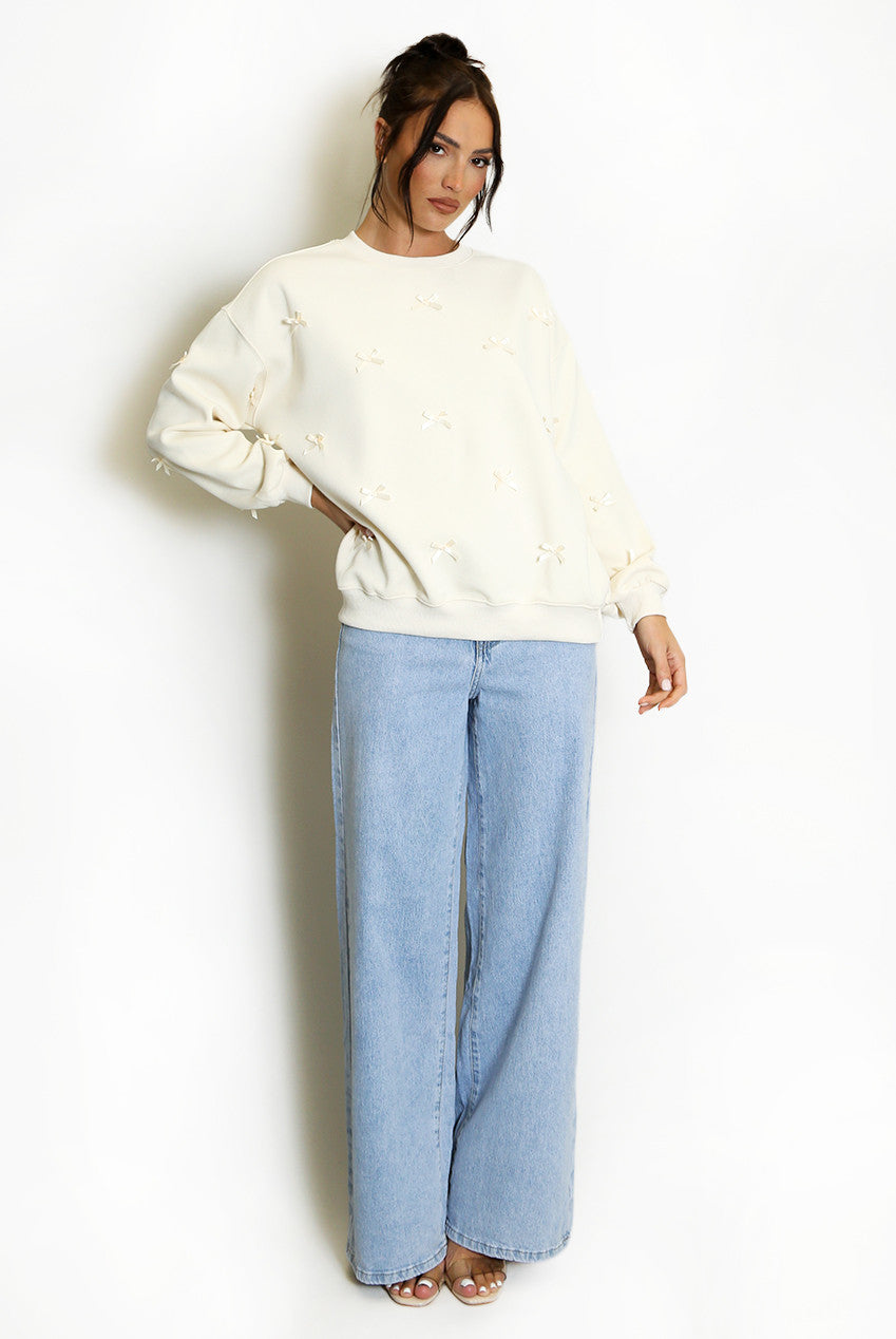 Bow Detail Crew Neck Sweatshirt