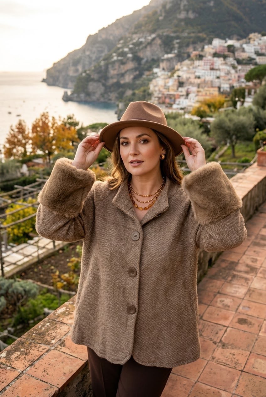 Fur Cuff Knitted Cardigan