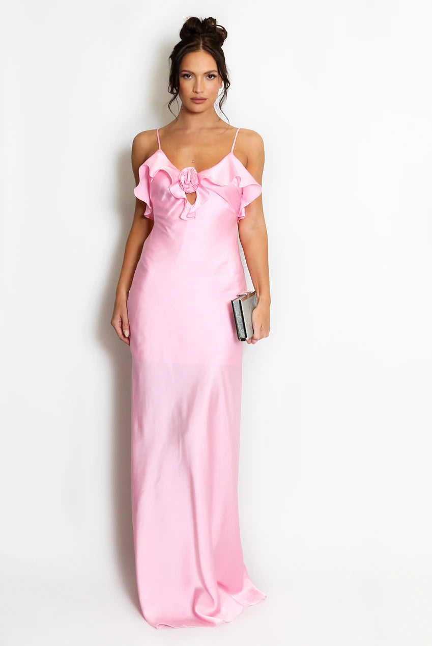 Satin Rose Maxi Dress