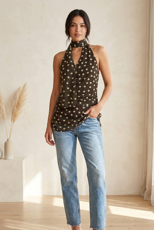 Polkadot Halter Neck Top