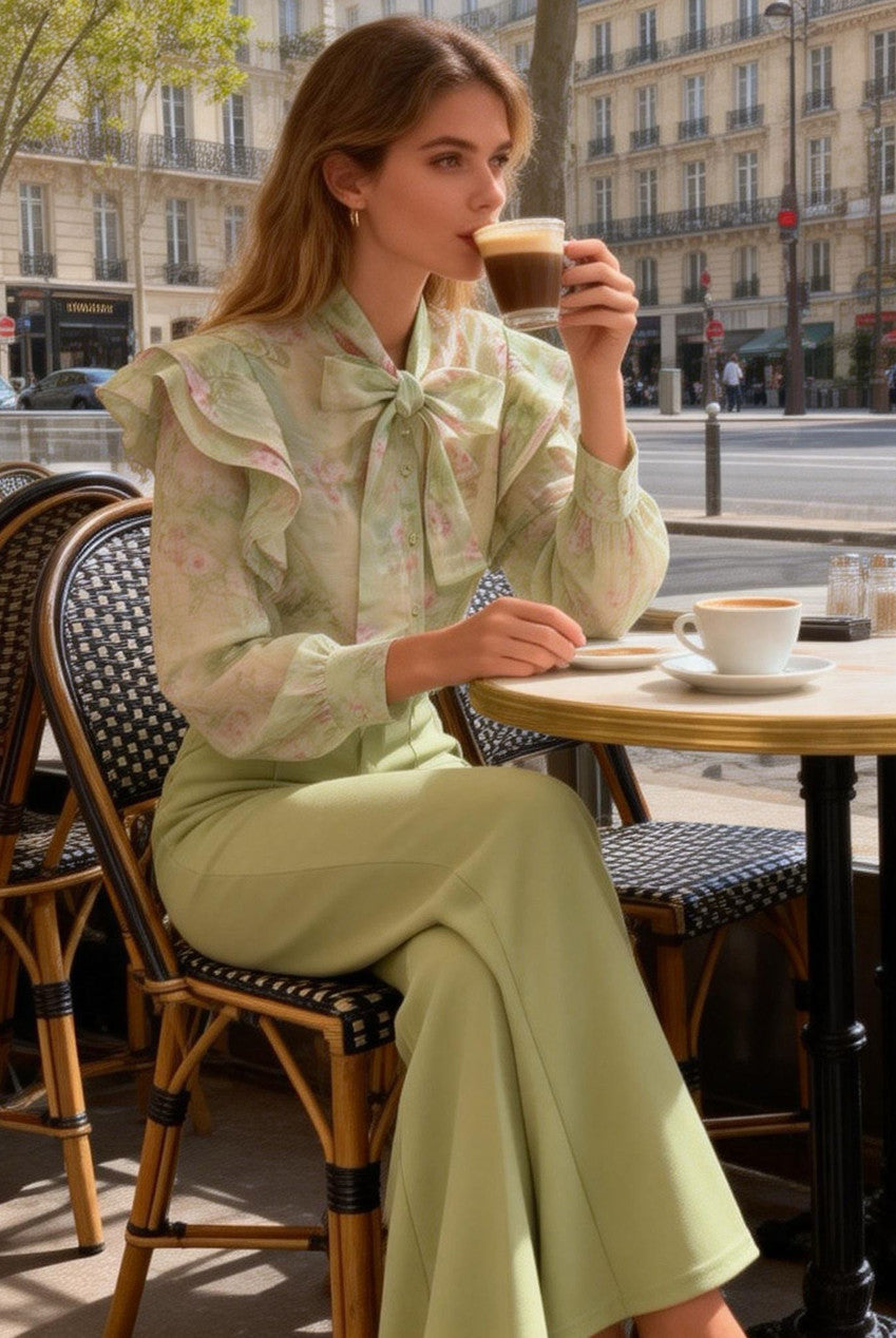 Floral Print Pussy Bow Blouse