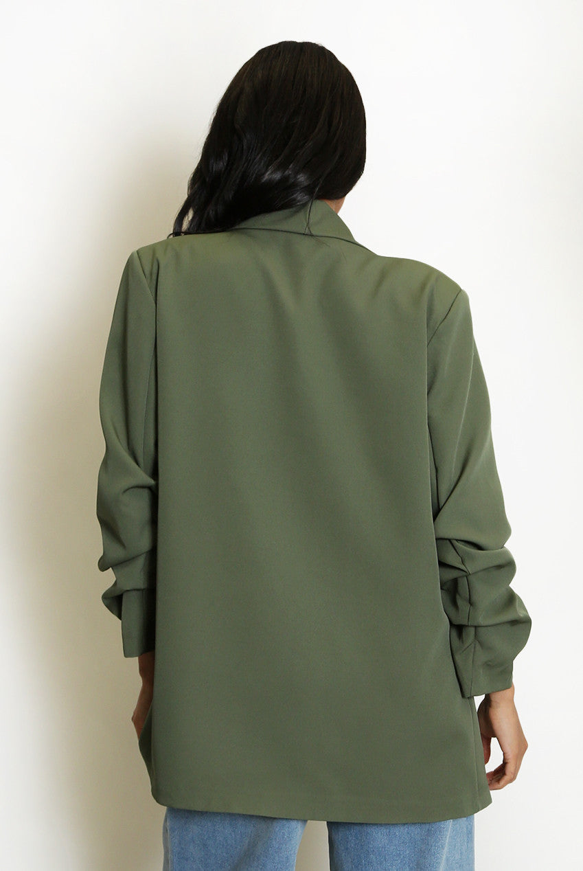 Ruched Sleeve Blazer