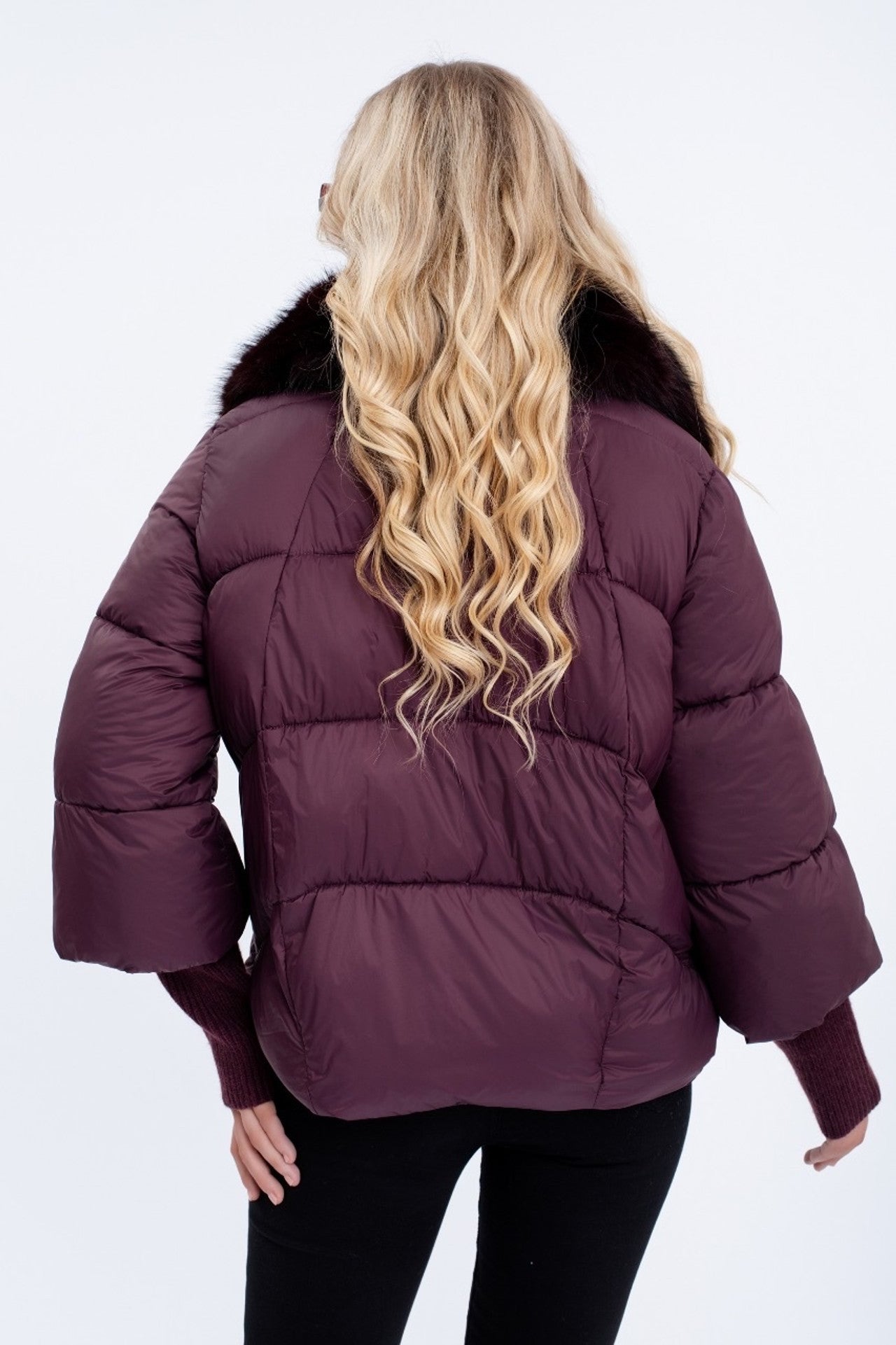 Knitted Cuff Puufet Jacket Fur Detail