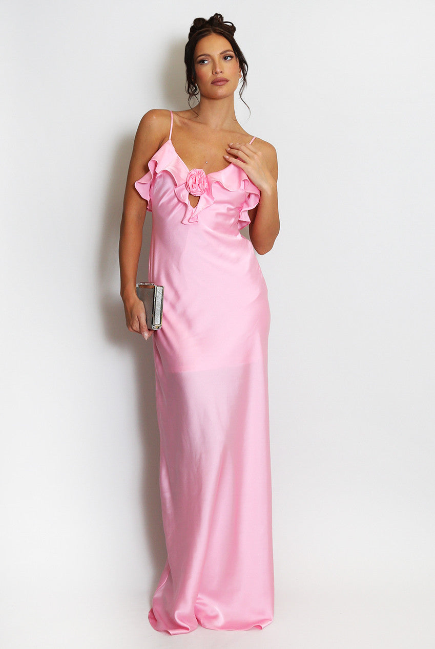 Satin Rose Maxi Dress
