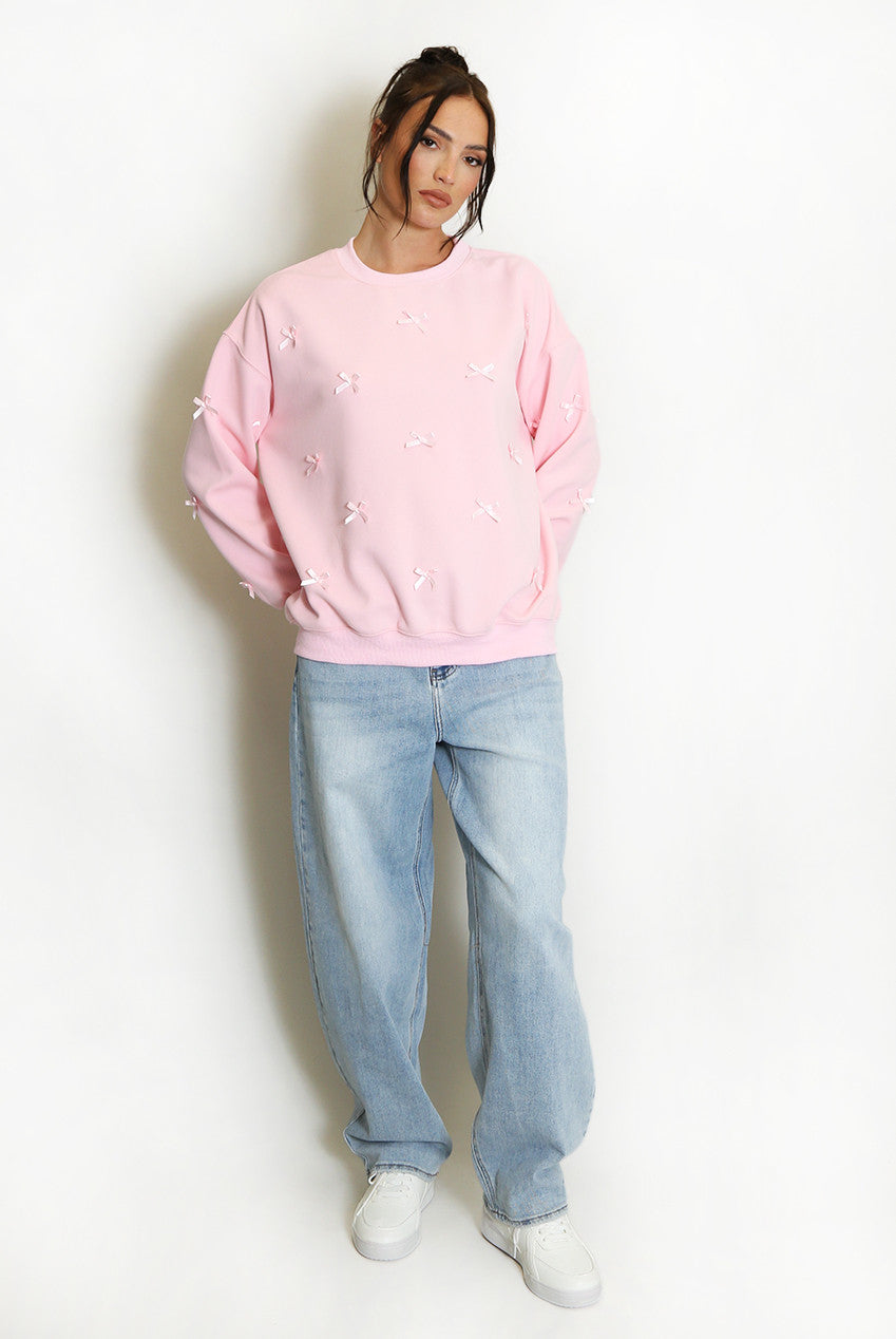 Bow Detail Crew Neck Sweatshirt