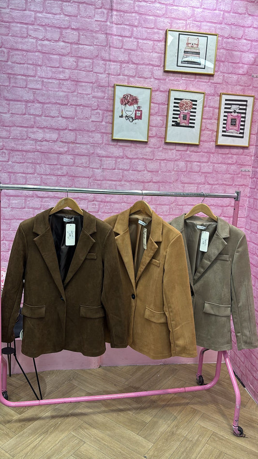 Faux Suede single Button Blazer