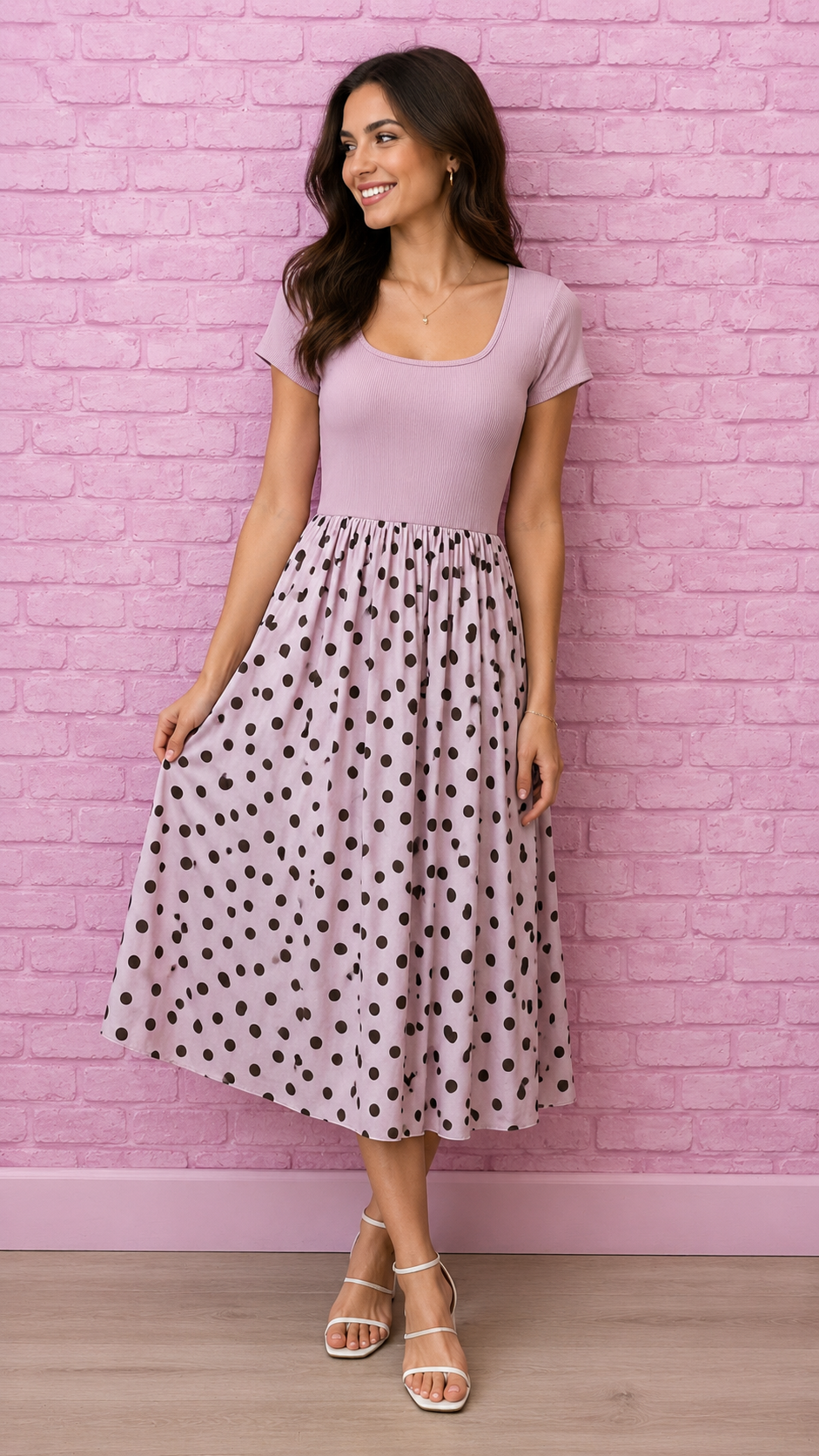 Polkadot Skirt and Rib Top Dress