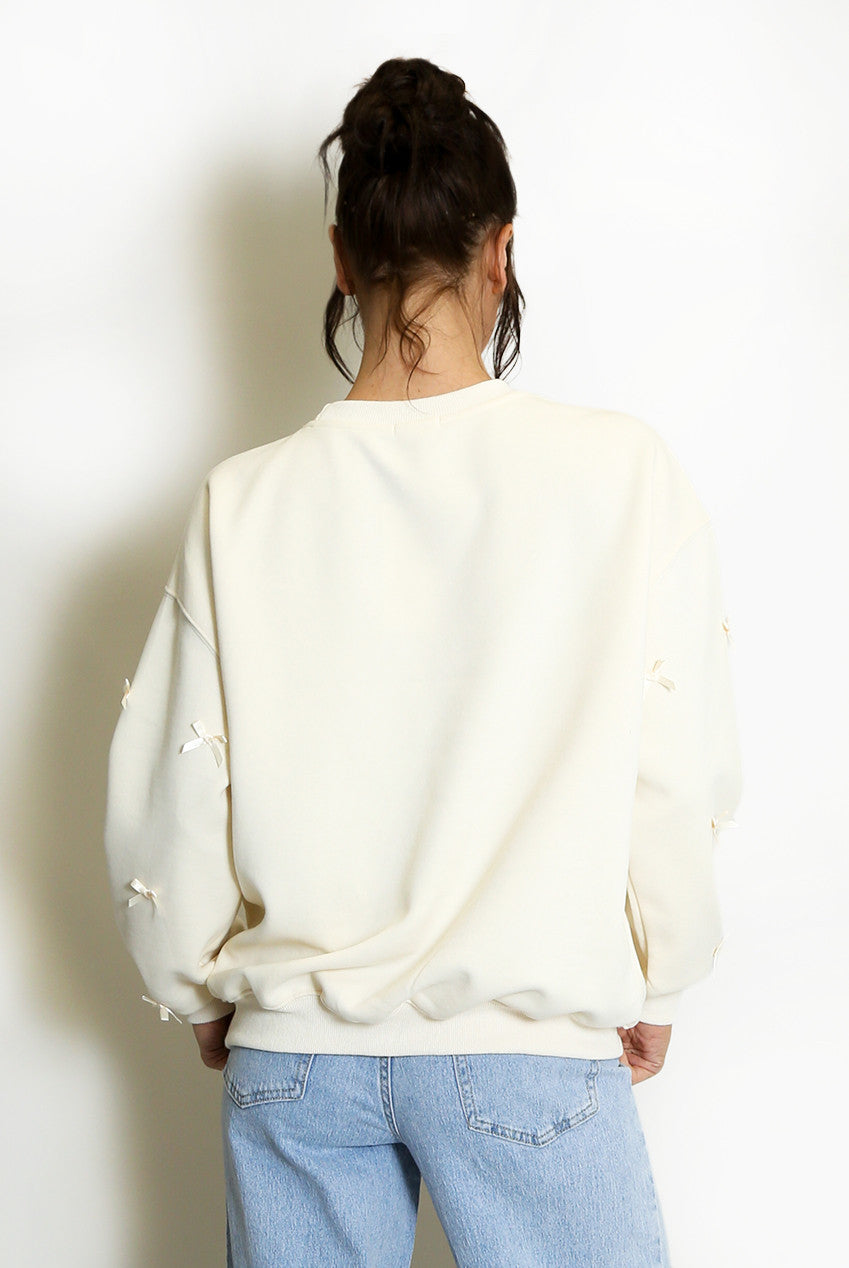 Bow Detail Crew Neck Sweatshirt
