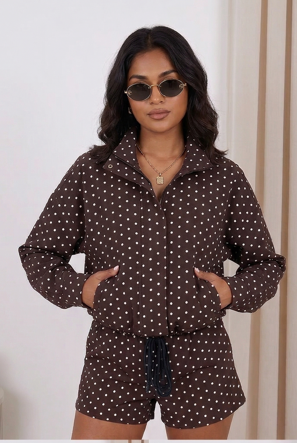 Polkadot Jacket & Shorts Co-ord Set
