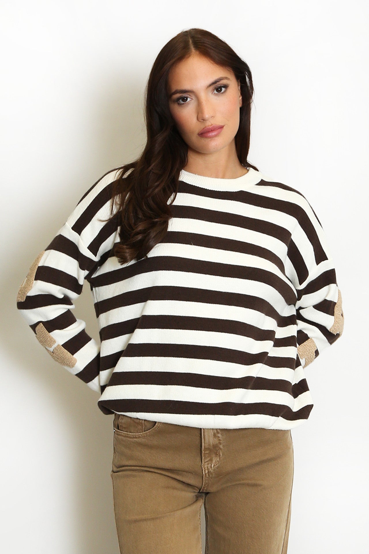 New York Teddy Detail Stripe Jumper