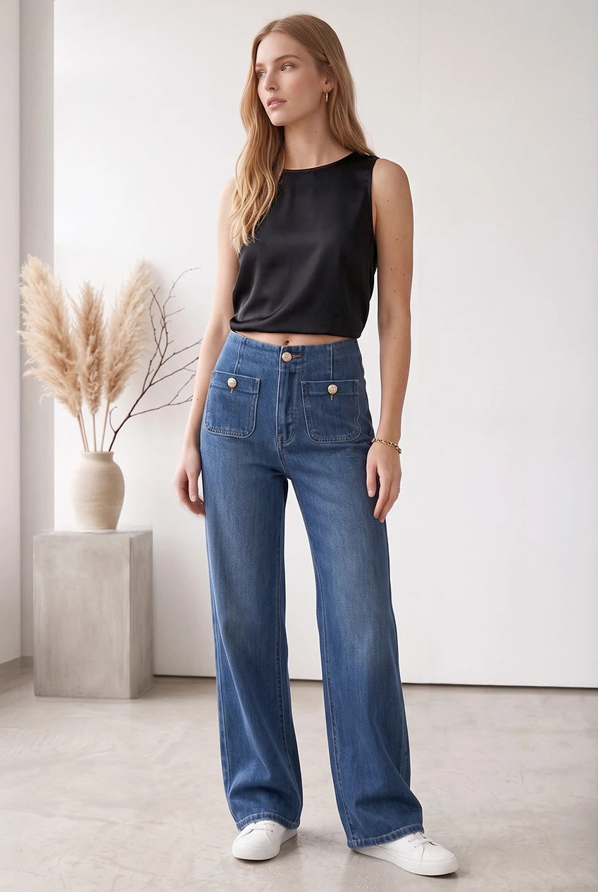 Patch Pocket Flare Jeans